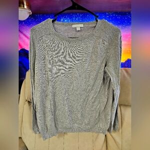 New York & Company bedazzled arms jeweled long sleeve blouse Light Gray